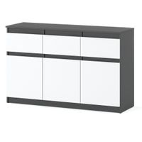 Komoda Oleksa 120cm 3 Szuflady Salon Sypialnia Szafka Pojemna Szara Biała