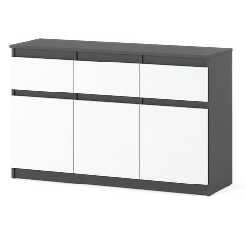 Komoda Oleksa 120cm 3 Szuflady Salon Sypialnia Szafka Pojemna Szara Biała na Arena.pl