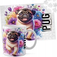 ZESTAW KUBEK + PUZZLE 110EL - PIES PSY PIESEK RASA MOPS PUG