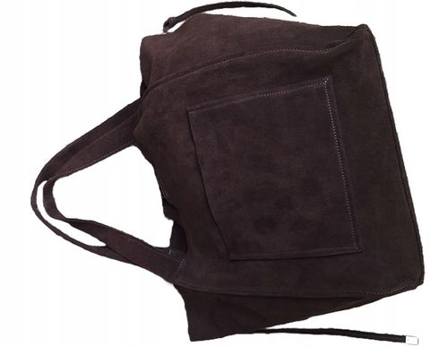 Torebka CZEKOLADOWA zamszowa shopper Vera Pelle SKÓRA ZAMSZ NATURALNY na Arena.pl