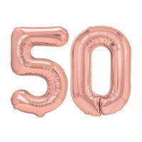 Balony foliowe liczba 50 różowe złoto, 100 cm
