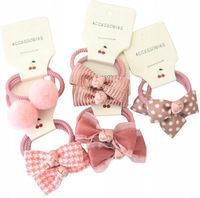 Zestaw 10szt dziecięcych Kokard gumek do włosów  F97_Różowe