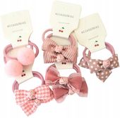 Zestaw 10szt dziecięcych Kokard gumek do włosów  F97_Różowe