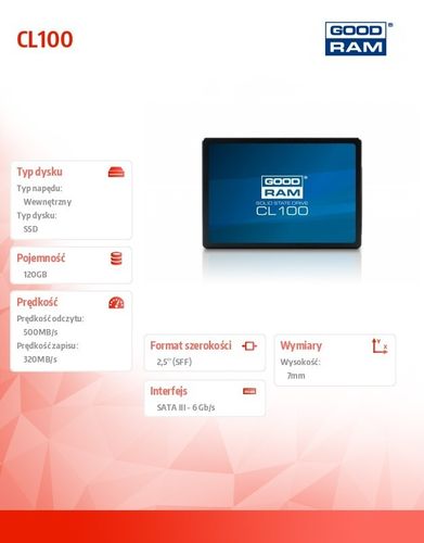 GOODRAM CL100 120GB  SATA3 2,5 na Arena.pl