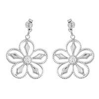 SREBRNE KOLCZYKI DUŻE KWIATY NA SZTYFT PRÓBA SREBRA 925