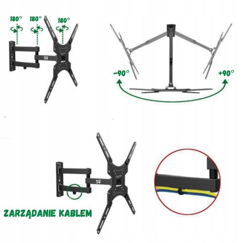 UCHWYT DO TELEWIZORA OBROTOWY UCHWYT SCIENNY WIESZAK DO TV 13-60 CALI VESA na Arena.pl