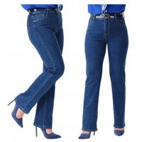 KLASYCZNE JEANSY DAMSKIE WYSOKI STAN PROSTE NOGAWKI DUŻE ROZMIARY