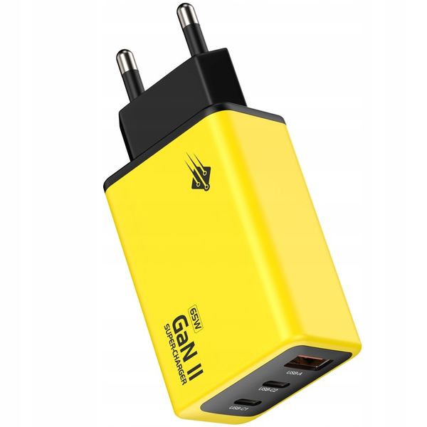 Szybka ładowarka sieciowa GaN II 65W 3A QC 3.0 2x USB C + 1x USB A zdjęcie 2