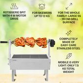 GRILL WĘGLOWY KLARSTEIN ROŻEN DO PIECZENIA PROSIAKA OBROTOWY 4W MAX 12 KG