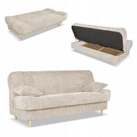 Kanapa sofa Belito rozkładana pojemnik f spania BONELL beżowa sztruks