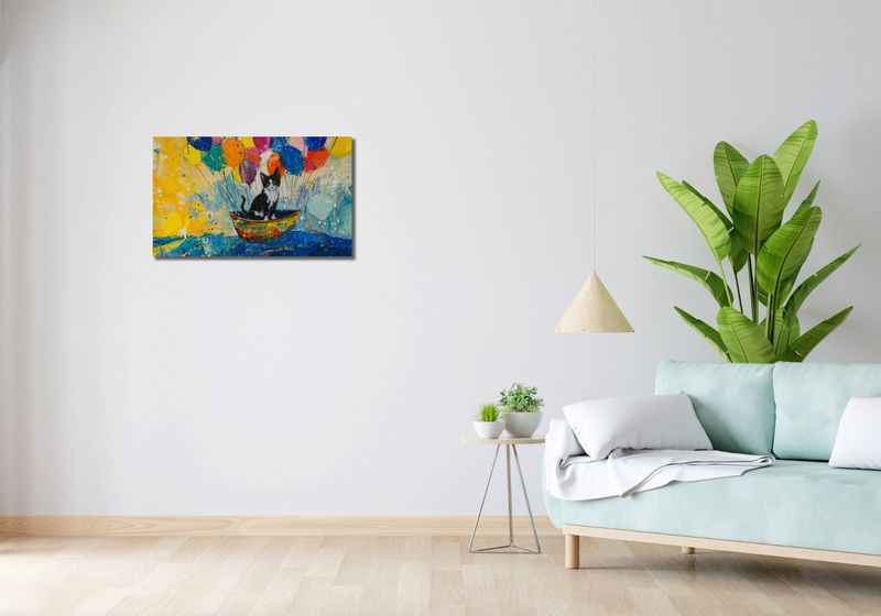 Obraz 70x40cm Kot na Łodzi zdjęcie 2