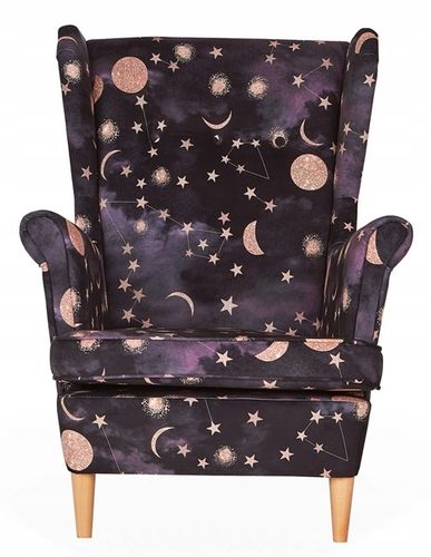 Fotel uszak ARI PRINT skandynawski  design wzorzysty noc na Arena.pl