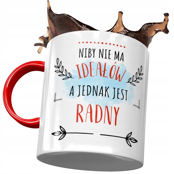 Kubek Czerwony Dla Radnego Idealny Radny Z Nadrukiem Ze Zdjęciem zdjęcie 1