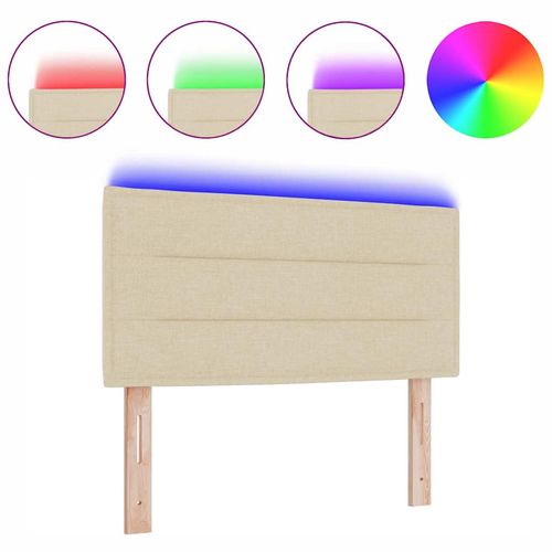 Wezgłowie LED Ze LED Lights Z zagłówkiem Kremowy 100 cm tkanina na Arena.pl
