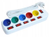 PRZEDŁUŻACZ Z WYŁĄCZNIKAMI LISTWA ANTYPRZEPIĘCIOWA 5 GNIAZD ZASILAJĄCA 1,5m