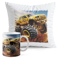 ZESTAW KUBEK + PODUSZKA DRUK - AUTO MONSTER TRUCK