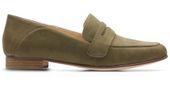 Clarks Mokasyny damskie - Pure Iris - rozmiar 41,5 - khaki skóra nubukowa