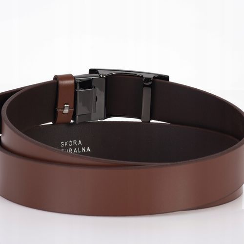 Pasek SKÓRZANY męski Klamra automat BRĄZOWY spodni na Arena.pl