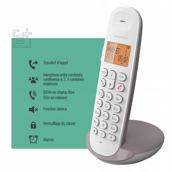Telefon bezprzewodowy Logicom taupe zdjęcie 3