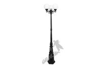 LAMPA E14 Z KULĄ SZKLANĄ 3-OŚW. ŻELIWNA LAMPA OGRODOWA RETRO ELEGANCKA DO OGRODU ZEWNĘTRZNA