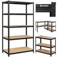 REGAŁ MAGAZYNOWY METALOWY LEGGER - CZARNY - UDŹWIG 1325 KG - 180x90x40