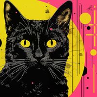 Plakat 30x30cm Neonowy Kocur