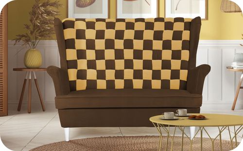 Sofa kanapa uszak CAROL DUO skandynawska Family Meble szaro - różowa na Arena.pl