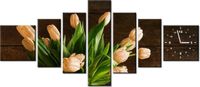 70CM 160CM ZEGAR 7 ELEME RDZAWE TULIPANY DRUK OBRAZ