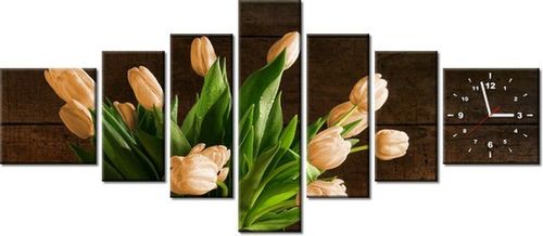 70CM 160CM ZEGAR 7 ELEME RDZAWE TULIPANY DRUK OBRAZ na Arena.pl