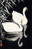 Plakat 61x91,5cm White Chinese Geese, Koson Japoński Vintage do Salonu