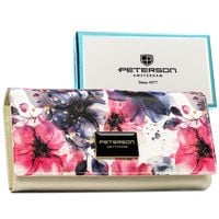 duży portfel damski w kwiaty wykonany ze skóry naturalnej i ekologicznej