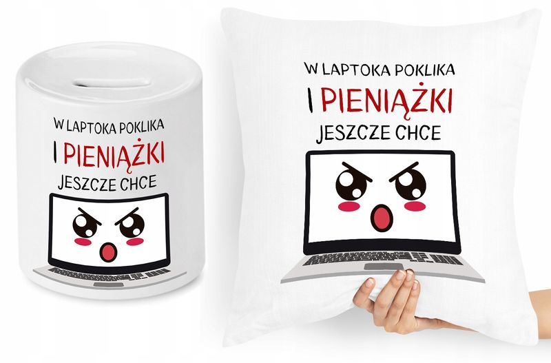 Dla Informatyka Zestaw Poduszka + Skarbonka Z Nadrukiem Ze Zdjęciem zdjęcie 1