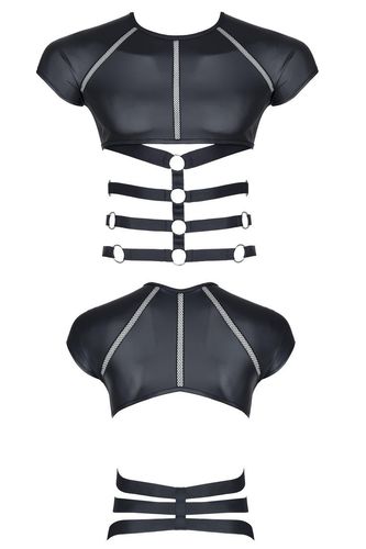 Męski T-Shirt Z Wetlooka Z Dekoracyjnymi Wstawkami Z Taśmy I Gumy L na Arena.pl