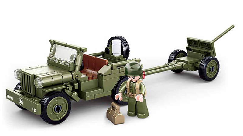 Klocki Wojsko JEEP WILLYS MB + Armata 143el zdjęcie 4