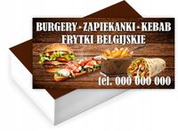 Wizytówki firmowe reklamowe 200szt różne wzory BURGER KEBAB FRYTKI