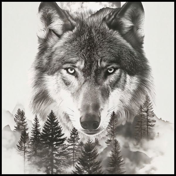 Plakat 100x100cm Wilczy Duch Lasu zdjęcie 2