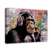 OBRAZ BANKSY MAŁPA GRAFFITI STREET ART NOWOCZESNY NA PŁÓTNIE ŚCIANĘ 100x70