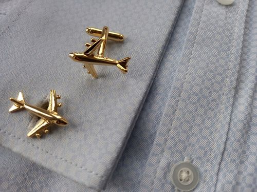 Złote spinki do mankietów Samolot Boeing 737 Lot na Arena.pl