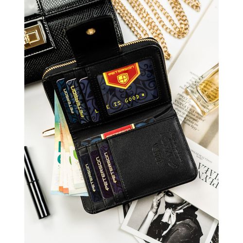 elegancki, mały portfel damski ze skóry ekologicznej w czarnym kolorze na Arena.pl