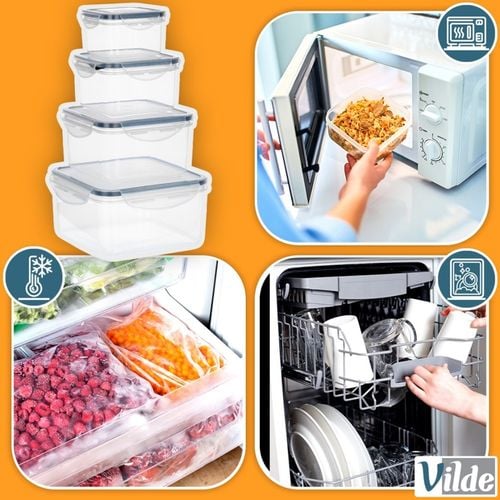 zestaw 4 pojemników na żywność z pokrywami i uszczelkami 229243 na Arena.pl