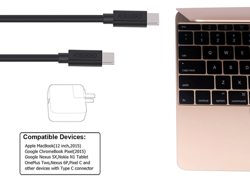 Kabel Choetech 2x usb-c typ c 3A macbook czarny na Arena.pl