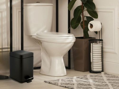 Zestaw Łazienkowy Czarny Kosz 3L Soft Close Stojak na Papier ze Szczotką WC na Arena.pl