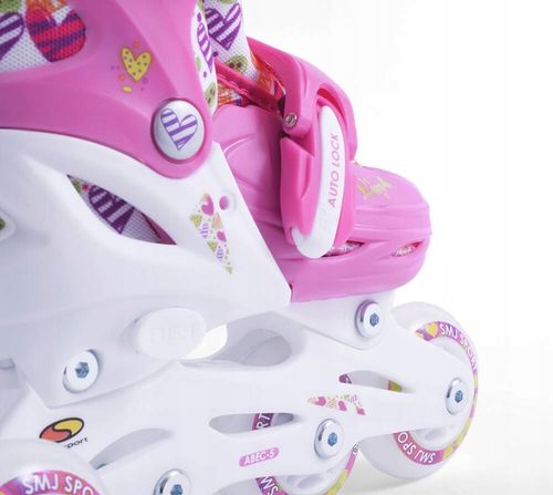 Bezpieczne łyżworolki 2w1 rolki wrotki z regulacją kauczukowe 26-29 Hearts na Arena.pl