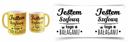 Kubek złoty prezent jestem SZEFOWA tego bałaganu zdjęcie 3