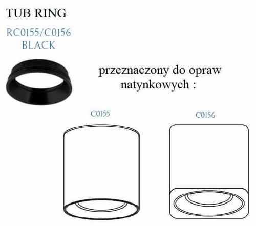 Czarny ring ozdobny do lampy Tub RC0155/C0156 BLACK Maxlight pierścień okrągły oczko na Arena.pl