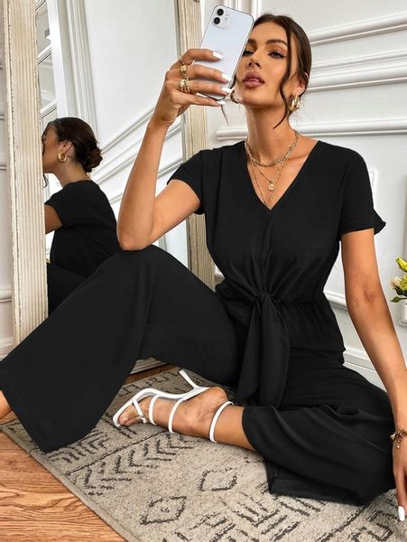 SHEIN DŁUGI KOMBINEZON VNECK SPLOT MARSZCZENIE 9AH XXJ__L zdjęcie 6