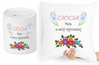 Dla Cioci Zestaw Poduszka + Skarbonka Prezent Z Nadrukiem Ze Zdjęciem