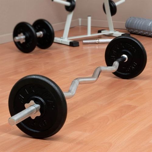 MAXXIVA Zakrzywiony dwuręczny gryf EZ, 130 cm, srebrny na Arena.pl