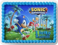 PROSTOKĄTNY OPŁATEK NA TORT A4 20x29CM - SONIC BAJKA + IMIĘ