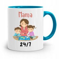 Kubek Błękitny Dla Mamy Mama 24/7 Prezent Z Nadrukiem Ze Zdjęciem